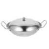 Poêle poêle avec couvercle en acier inoxydable Stockpot shabu non manche de casserole de cuisine ménage woks pour approvisionnement