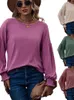 Damesblouses 2024 Top Herfst/Winter Product Ronde hals Gevouwen Lantaarnmouwen Lang T-shirt