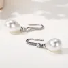 Korean Fashion Zircon Pearl Drop Dangle 14K White Gold Earrings for Women Wedding Earring Birthday Party Wedding Jewelry Gift Pendiente Mujer