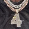 Fashion Custom Hip Hop Ketting Mannen Sier Gold Iced Out D-Vvs1 Lab Moissanite Diamond Number Hanger