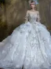 2024 Luksusowe suknie balowe sukienki ślubne księżniczka Suknia Korset Sweetheart Organza Ruffles Cathedral Train Bridal Haft Hafdowe Princess Beach Boho Bride sukienka Bride