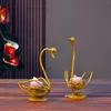 Ljushållare lyxmetall svanhållare modern te ljus prydnader ljusstake för hembord mittpunkt festdekoration