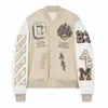 ヨーロッパとアメリカのファッションレター刺繍されたジャケットユニセックスカップコントラストカラーY2Kヒップホップルーズレザージャケット240228
