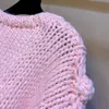Womens vest trui regenboog kleur luie V-hals dikke stok naald handgeweven driedimensionale haak bloem gebreid vest 240219