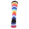 Men's Socks 1 Pair Men Woman Compression Rainbow Knee High Sporting Hilking Running 20-30mmhg