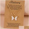 Colliers pendentif design 2pcs soeurs amies adaptées à 2 filles pendentifs papillon assortis bijoux d'amitié longue distance T8de Drop Del Dhpco