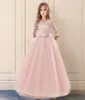 Flower Girl Lace Wedding Long Dress Children Princess Prom Gowns Girls Party Wear Teenager Kids Birthday Clothes 8 9 12 14 Years6181364