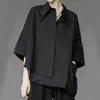 Y2K femmes en mousseline de soie chemise noire gothique mode Streetwear hauts amples foncé académique irrégulier décontracté trois quarts femme Blouse 240229