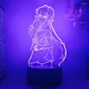 Luci notturne Future Diary Yuno Gasai Anime Figura 3d Lampada a Led per la camera da letto Manga Mirai Nikki Lava Room Decor Regali per bambini