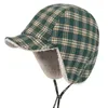 Bérets japonais rétro Plaid laine d'agneau Lei Feng chapeau femmes hiver cyclisme ski chaud britannique oreille Protection Bomber chapeaux pour hommes