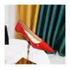 Women Original Working Heels Patent Leather Low Cutter Shiny Pumps Long Toe Shallow Mouth Slip-On In Red White Null Dress Shoes 240228