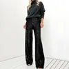 Women's Pants Fashion Shiny Sequin Long For Women Y2K Chic Wide Leg Straight Loose Trousers Female High Waist Party Looks