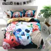 Conjuntos de cama Sugar Skull Duvet Cover Set 3D Impresso Gótico Consolador Macio com Fecho de Zíper e 2 Travesseiros