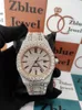 Naturalny kwarc Diamond Watch Wysoka jakość lodowa Out VVS Clarity Moissanite Diamond Studded zegarek ze stali nierdzewnej z Indii