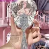 Flower Knows Swan Ballet Series Crystal Mirror Exquisite Textured Hand Mirror Blue Pink Ladies Makeup Tools 240222