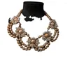 Pendant Necklaces French Vintage Elegant Style Necklace Middle Court Champagne Double Glazed Pearl Braided Flower Choker