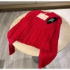 Miui Top Womens Sweater Designer Tom Autumn/Winter New V-hals glittrande broderad Mink Letter Sweater Miuimiui Knitwear Love Sweater Y2K 7TKD