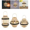 Candle Holders Bamboo Lantern Rustic Romantic With Handle Lamp Cage For Wedding Home Table