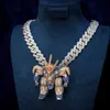 Anpassad anime tecknad pendelle vvs moissanite diamant hip hop smycken halsband 925 sterling silver isade ut hängen för män kvinnor drake krigare
