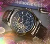 Orologi da uomo di lusso di grandi dimensioni Data automatica Orologio con cinturino a catena Orologio a carica automatica Movimento meccanico automatico Abito alla moda Orologio da polso con quadrante scheletrato Hip Hop ghiacciato