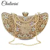 Chaliwini Klassische Damen-Clutch, Abendtasche, aushöhlen, Metall, Hochzeit, Pailletten, Schulter, Abschlussball, Braut, Kristall-Handtasche, Geldbörsen 240223