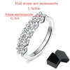 Anelli a grappolo Colore bianco 4mm Anello Moissanite per donna 1.5CT Pietra Match Diamond Wedding Band Sposa S925 Sterling Silver GRA