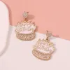 New Diamond Inlaid Light Cake Cute Temperament Fashionable Casual Personality Earrings