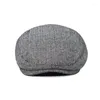 BERETS2024 MEN BERET SOLID COLOR CASUAL SBOY HAT TO OLD WAME PAD COTTON COTTON FASHION ATDER OCTAGON CAPを作る