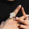 Popular Cross Yellow Gold Plated Iced Out Baguette Moissanite Sterling Sier Ring For Hip Hop Man