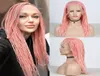Synthetic Wigs Charisma Short Box Braids Braided Pink Wig With Baby Hair Lace Front For Women Cosplay Heat Resistant9963190