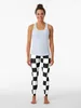 Active Pants Black White Checkered Leggings Tight Fitting Woman Women's Sports Womens