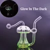 Cheapest Portable Recycler Glass Water Bong Glow In The Dark Hand Oil Burner Bongs Bubbler Water Pipes Dab Rig Ashcatcher Cigarette Cigar Pipe with Male Glass Oil Bowl