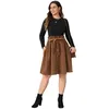 Plus Size Dresses Europe And The United States Plus-size Women's A-line Umbrella Skirt Retro Thin High Waist Casual Lace-up Corduroy