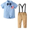 Ensembles de vêtements enfants garçon chemise à manches courtes rouge bleu vêtements de cérémonie ensemble 4 pièces bébé mariage fête d'anniversaire Gentleman costume