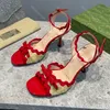 Famous Designers Sandals stiletto heels shoes for womens Fashion Bowtie straw plaited article Floral shoe 7.5CM high heeled Rome Sandal 35-42 with box