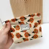 Cosmetic Bags Fashion Vintage Floral Corduroy Makeup Bag Portable Lipstick Storage Clutch Sanitary Napkin Pads Organizer Pouch