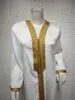 Árabe muçulmano abaya vestido para mulher branco manga longa marroquino kaftan com capuz robe turco islâmico ramadan roupas 240222