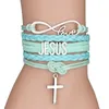 Charm Bracelets Vintage Leather Bracelet Cross Jesus Handmade Adjustable Braided For Women Men Pray Yoga Jewelry Couples Lucky Gift