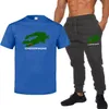 Ensemble T-shirt et pantalon d'été pour hommes, marque décontractée, fitness, jogging, T-shirt, pantalon, mode Hip hop, survêtement