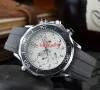138 최고의 브랜드 OMG Man Watch 새로운 럭셔리 남성 시계 모든 다이얼 작업 쿼츠 시계 고품질 크로노 그래프 시계 고무 벨트 남성 패션 액세서리 선물 무료 배송