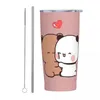 Tumblers Stainless Steel Tumbler DuDu And BuBu Thermal Cups Bear Leakproof Cold Drink Mugs Cup Camping Printed Water Bottle