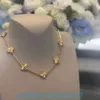 2024 Jewelry Designer Brand Vanl Cleefl Arpelspendant Clover Ten Flower Laser Necklace with Double Sided v Gold Thick Plating 18k Natural White Fritillaria Live