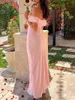 Casual Dresses Women's Summer Long Evening Party Dress Elegant Pink Backless Off Shoulder Strapless Ruffle Bodycon Cocktail Prom Street