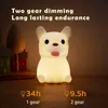 LED Night Lights Cute Cat Dog Soft Silicone Lamp Rechargeable Dimmable Bedside Decor Kids Baby Rabbit Nightlight Birthday Gifts 240227