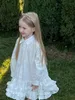 2024 Spring Girls Współpracowani sukienki Falbala Hem Kids Lapel Single Bered Shirt Sukienka dla dzieci Princess Ubrania Z6970