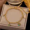 Charm Hip Hop Color Oil Drop Flower Eye Love 14k Yellow Gold Bracelet Acier