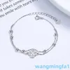 2024 Bijoux Designer Marque Vanl Cleefl Arpelss925 Sterling Argent Trèfle À Quatre Feuilles Double Couche Bracelet Femmes Coréen Sense Niche Design Copines