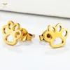 Stud Earrings Puppy Dog Cat Pet Paw Print Golden Stainless Steel Animal Earings Set For Women Girls Jewelry Ornaments Wholesale