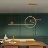 Pendelleuchten Nordic Simple Gold / Schwarz LED Bar Kronleuchter Beleuchtung Modernes Büro Restaurant Küche Studie Hängeleuchte Streifen