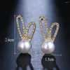 Stud Earrings Emmaya Charming Cubic Zircon Earring Cute Rabibt Ear Shape Design Female Fashion Banquet Ingenious Ornament Fancy Gift